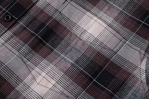 MUSE FATH Mens Long Sleeve Plaid Casual Shirts Soft Button Down with Pocket Khaki Brown XL — view 4