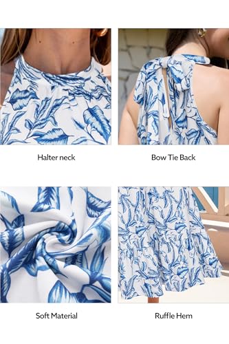 STYLEWORD Women's 2025 Summer Maxi Dress Ladies Floral Halter Neck Sleeveless Beach Long Sundress with Pockets - Image 8