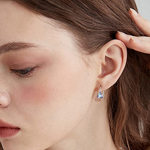 Celtic Earrings 925 Sterling Silver Moonstone Dangle Drop Hoop Earrings Trinity Knot Leverback Earrings Irish Jewelry Gifts for Women Hypoallergenic3
