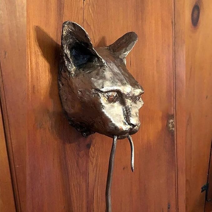 Beautifully Crafted Cat Bite Mouse Door Knocker Heavy Duty Resin Wall Decor