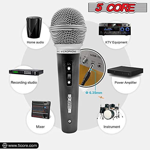 5 Core Premium Vocal Dynamic Cardioid Handheld Microphone Unidirectional Mic With 12Ft Detachable Xlr Cable To ¼ Inch Audio Jack, Mic Clip, And On/Off Switch For Karaoke Singing Pm 58 #TOP2