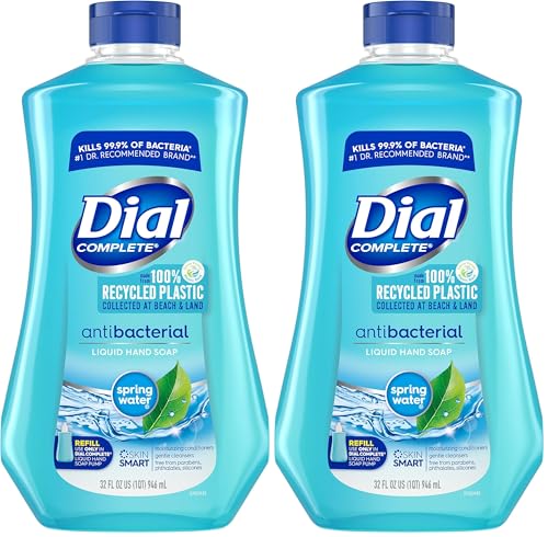 Image of Dial Complete Antibacterial Liquid Hand Soap Refill, Spring Water, 32 fl oz (Pack of 2)