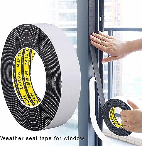 Image of Single-Sided Adhesive Foam Tape EVA Black,0.8in x 16.4FT | Multipurpose Sponge Sealing Strip Window Door Insulation Table Edge Protector Wall Bumper Guards