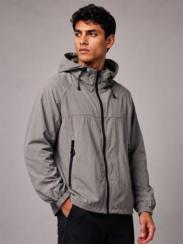Image of CHKOKKO Sunscreen Jacket For Men With Hood | Advanced Upf 50+ UV Ray Sunblock Sunscreen | Water-repellent Lightweight Nylon Cooling Quick Dry Fabric | Sports Cycling Travel & Dailywear