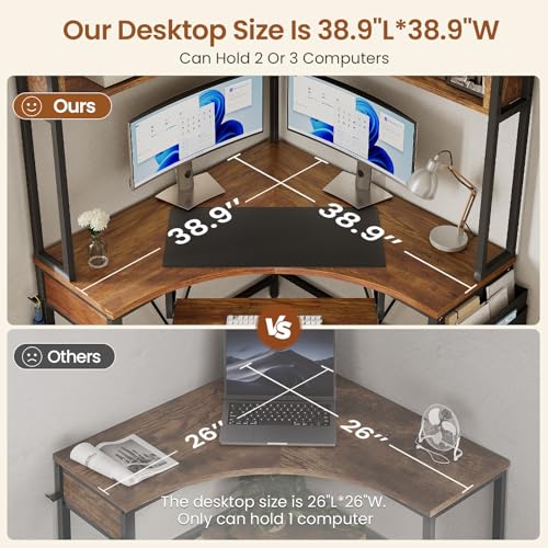 Image of SEDETA 39 inch Spacious Corner Desk with Hutch, Storage for Small Space
