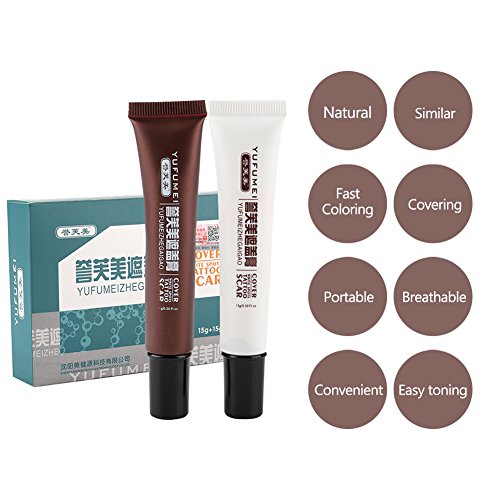 Scar Tattoo Concealer, Waterproof Fast Coloring Hiding Spots Birthmarks Cream Long-Lasting Professional Coverage Cream Makeup Cover Up Cream Set Natural And Mild For Facial & Body #TOP4