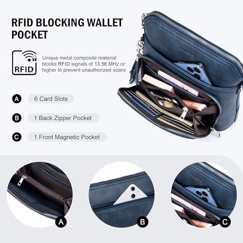 Roulens Crossbody Purse for Women Vegan Leather Medium Crossbody Wallet Bag for Travel Women Shoulder Handbags with Tassel — view 3