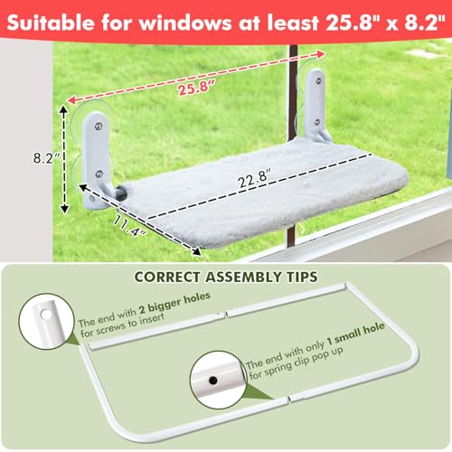 Image of Zoratoo 2PC Cat Window Perch Cordless Foldable Cat Hammock Bed for Window with Metal Frame and Reversible Cover, Large Suction Cups Window Resting Seat for Indoor Cats (Cat Bed, L-2PC)