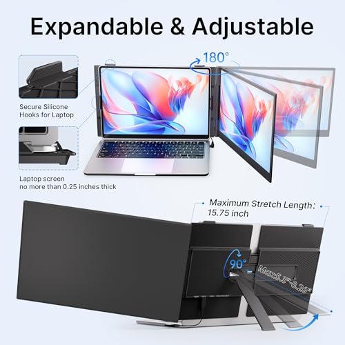 AOKER Laptop Screen Extender - Ultra-Thin 1.3lbs 14" FHD IPS Dual Portable Monitor Extension for Laptop, Attachment Plug & Play for 13-17" Laptops, Second Extra Travel Display for Windows/Mac/Android by AOKER - Used condition - Image 7