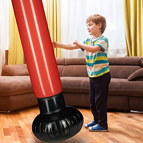 Relaxdays Standboxsack Anti-Frust, freistehender Boxsack zum Aufblasen, Boxstand für Kinder, 160 cm hoch, schwarz/rot