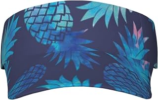 Evealyn Blue Pineapple Printed Sun Visor Hat Empty Top Sun Hat Adjustable Sports Sun Caps Baseball Caps for Women and Men