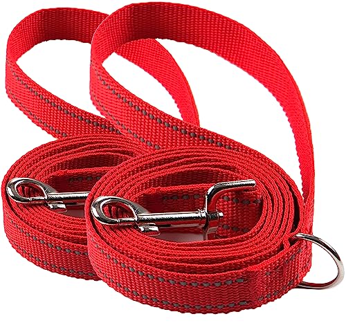2-Pack 6FT Reflective Dog Leash for Large&Medium and Small Dogs, Durable Nylon Leashes for Walking and Training, 6 Foot Dog Leash with D Ring for Puppy,5/8 inch X 6FT(Red&Red, 2-Pack) 2-Pack 6FT Reflective Dog Leash for Large&Medium and Small Dogs, Durable Nylon Leashes for Walking and Training, 6 Foot Dog Leash with D Ring for Puppy,5/8 inch X 6FT(Red&Red, 2-Pack)