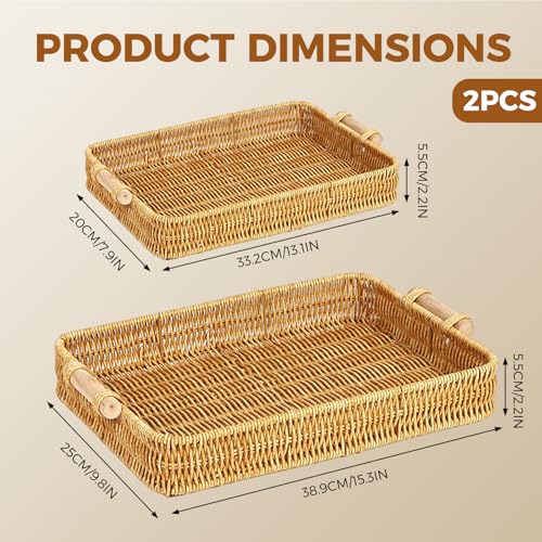 Panier de rangement en osier synthétique et plateaux tressés chic