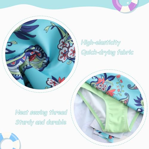 Image of Girls One Piece Swimsuits Short Sleeve Swim Dress for Girls Hawaiian Skirted Bathing Suit Summer Swimwear 3-16 Years