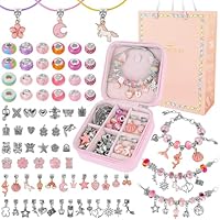 Bracelet Making Kits for Girls - 85PCS Jewellery Making Kit with Box and Bag, DIY Charm Beads for Bracelet Necklace Making Set Arts and Crafts for Kids, Birthday Gifts for Girls Age 5 6 7 8 9 10 12