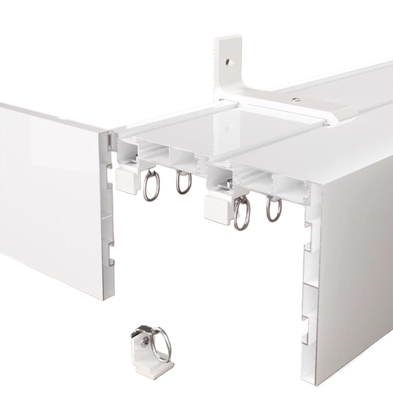 Curtain Track Double Tracks, Curtain Pelmet Box Double Track Aluminum Alloy Wall Mount Silent Glide Rail Multiple Sizes(457cm (15ft))