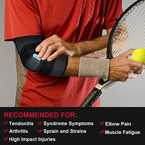 WILD+ Elbow Brace for Tendonitis, Adjustable Elbow Support Strap for Men & Women with 4 Removable Splints, Arm Compression Sleeve Elbow Splint for Weightlifting, Tennis, Sports, Joint Pain