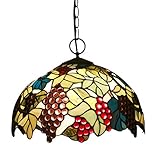 derbut 16 pollici vintage pastorale uva lampada a sospensione apparecchio stile tiffany fatto a mano in vetro colorato luci sospese per sala da pranzo cucina corridoio plafoniera a sospensione,e27,b