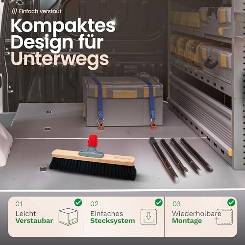 Novaliv 2X Saalbesen 40 cm mit Stiel Borsten Rosshaarbesen Besen fein Ideal als Werkstattbesen mit Stiel Hallenbesen Industriebesen Hausbesen Kehrbesen Zimmerbesen Haarbesen Stubenbesen Besen weich – Bild 5