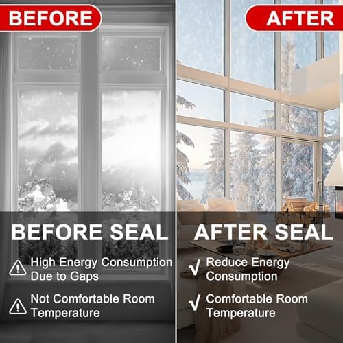 PackYard Transparent Window Seal Weather Sealing Tape 2 Inch x 35 Yards Weather Stripping Residue Free Clear Window Insulation Tape for Shower Glass Gaps and Doors Windproof Tape - 5