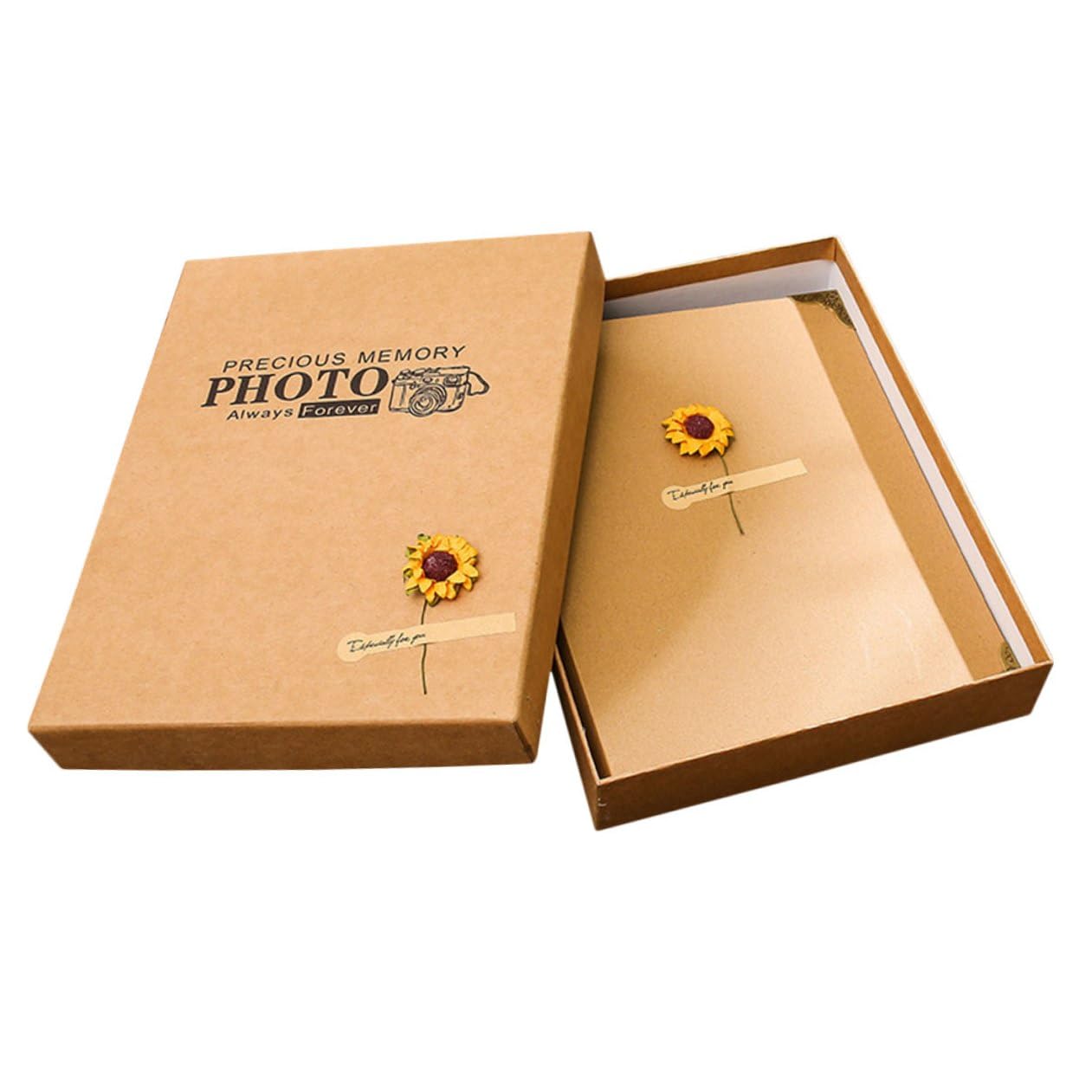 Álbum de Fotos Artesanal DIY de Recortes en Papel Kraft, Tamaño Compacto Páginas Amarillas para Pegar Fotos, Libro Decorativo para Bodas, Cumpleaños y Recuerdos Familiares