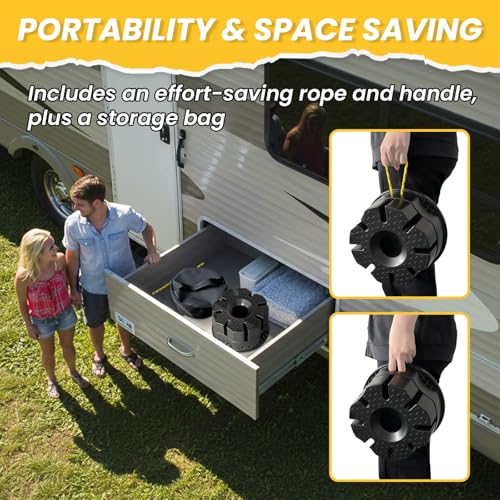 HOXWELL 6''H RV Trailer Jack Block with Bag, Camper Stabilizer Blocks for Travel Trailer, Use for Any Tongue Jack, Post, Foot, 5th Wheels, Round or Square or Scissor Stabilizer, 1 PC by HOXWELL - Image 6
