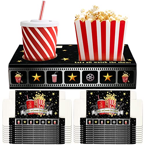 Nosiny Movie Night Paper Snack Trays Theater Party Favors Disposable Paper Holder Tray for Popcorn Food Candy Drink Party Cinema Birthday Family Supplies Red Carpet(Movie Night,20 Pcs)