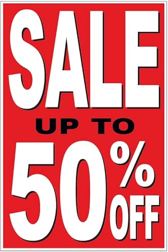 4 Less CO 24x36 Inch SALE UP TO 50 PERCENT OFF Poster Retail Business Store Window POP Sign rb