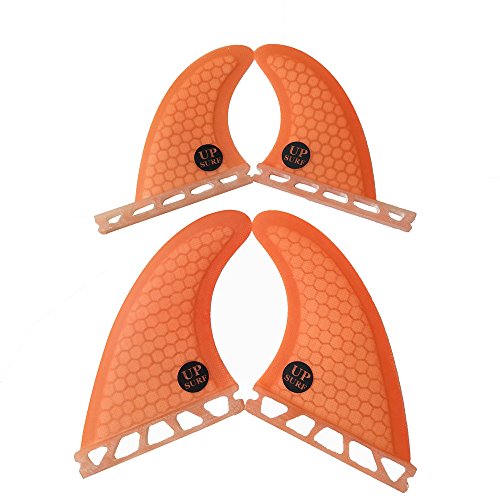 UPSURF Tabla de Surf Quad FUTURE Aletas Fibra de Vidrio Cuatro aletas Thruster Set Tener Panal (Orange G3+GL)
