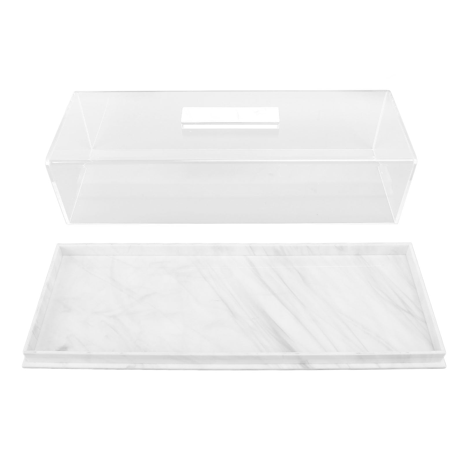 Bandeja de Pastel Rectangular, Vitrina de pastelería acrílica de mármol Bandeja de Postre Multifuncional con Tapa Transparente para Fiestas, Casas, hoteles, Tiendas de postres