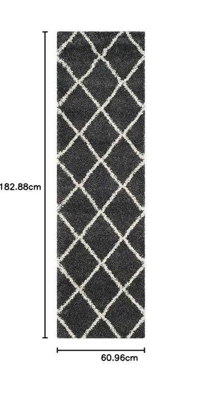 Image of FIASCO Polyester Shaggy Bedside Runner, Soft Indoor Modern Shaggy, Soft Rugs for- Living Room, Dinning Room, Office, Bedroom & Hallway Carpet Rugs Size 5X8 Grey Box