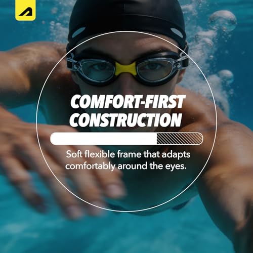 Image of Boldfit Swimming Goggles for Men & Women with Adjustable Strap Anti Fog Goggles for Swimming Men Swimming Goggles for Women Air Tight Swim Goggles UV Protection Training Swim Goggles - BlackYellow