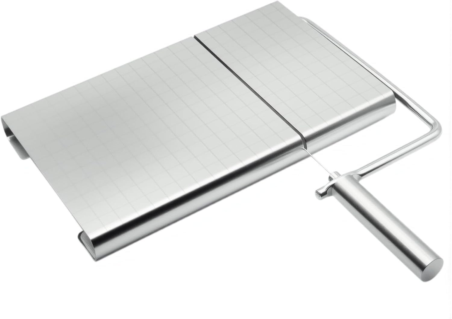 1PCS Cheese Cutter Slicer Board Stainless Steel Block Cheese Slicer with Grid Scale Lines and Replacement Wires