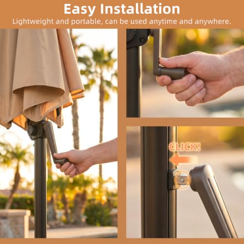 Image of Housoutil Patio Umbrella Crank Replacement Handle, Universal 8mm / 0.31'' Square Connector Cantilever Umbrella Crank Replacement, Outdoor Sunshade Parts, Offset Pole Accessory- Abs Plastic & Metal
