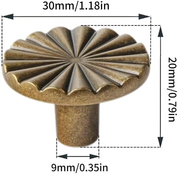 Pull Handle Metal Flower Shape Cabinet Drawer Door Knob Bronze Tone, Kitchen Furniture Knobs for Dresser/Cupboard/Wardrobe/Closet (Flower Round) 5 PCS