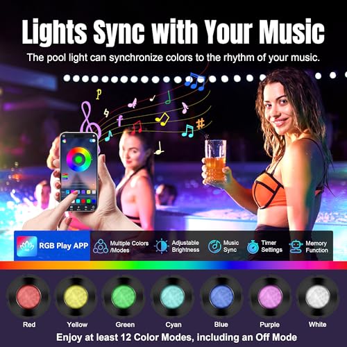 Zenhagu Nicheless Pool Lights, 1.5 Inch LED RGBW Multicolor Inground Pool Light and Spa Light, IP68 Waterproof, AC120V, 100ft Cable with Controller, APP & Remote Control by Zenhagu - Used condition - Image 4