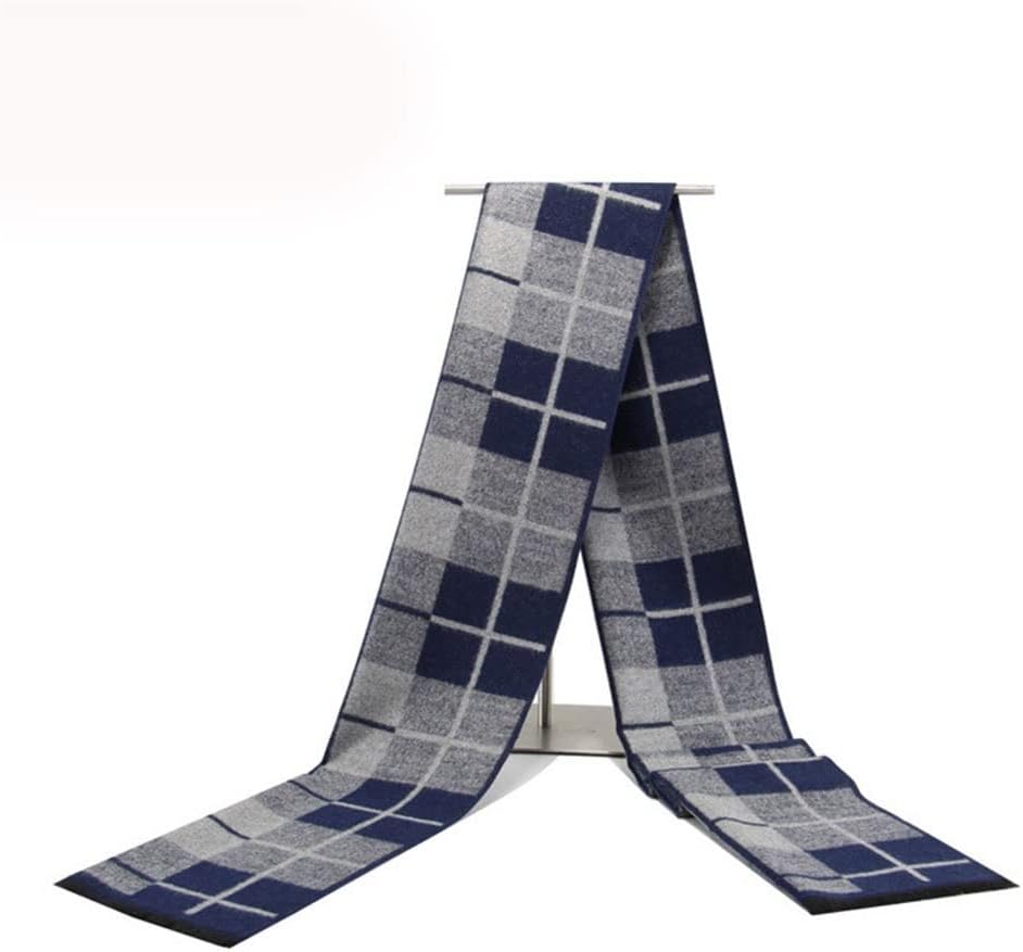 Winter Fashion Men's Retro Scarf Plaid Thick Warm Imitation Cashmere Business Men's Scarf(D)