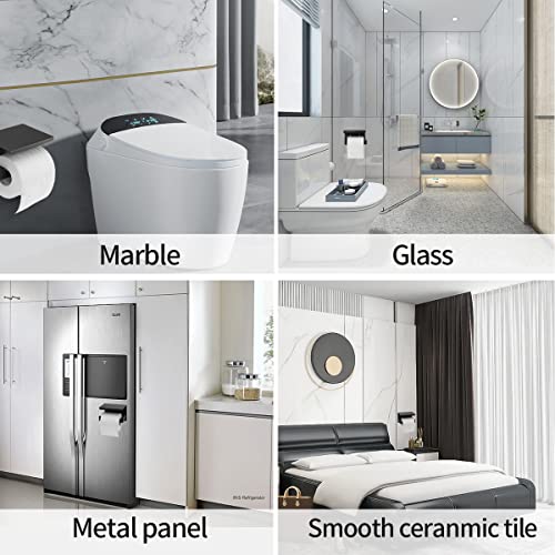 AMOZO Toiletpapierhouder zwart zonder boren | roestvrij stalen toiletrolhouder met plank | toiletrolhouder voor de badkamer. - Image 8