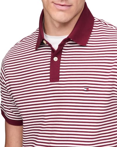 Image of Tommy Hilfiger Men's Short Sleeve Polo Shirts in Slim Fit with Stretch and Organic Pique Cotton