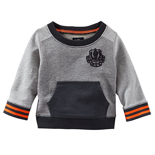 Oshkosh Boy's L/s Color Block Crew Pullover; Grey/black (0-3 Months)