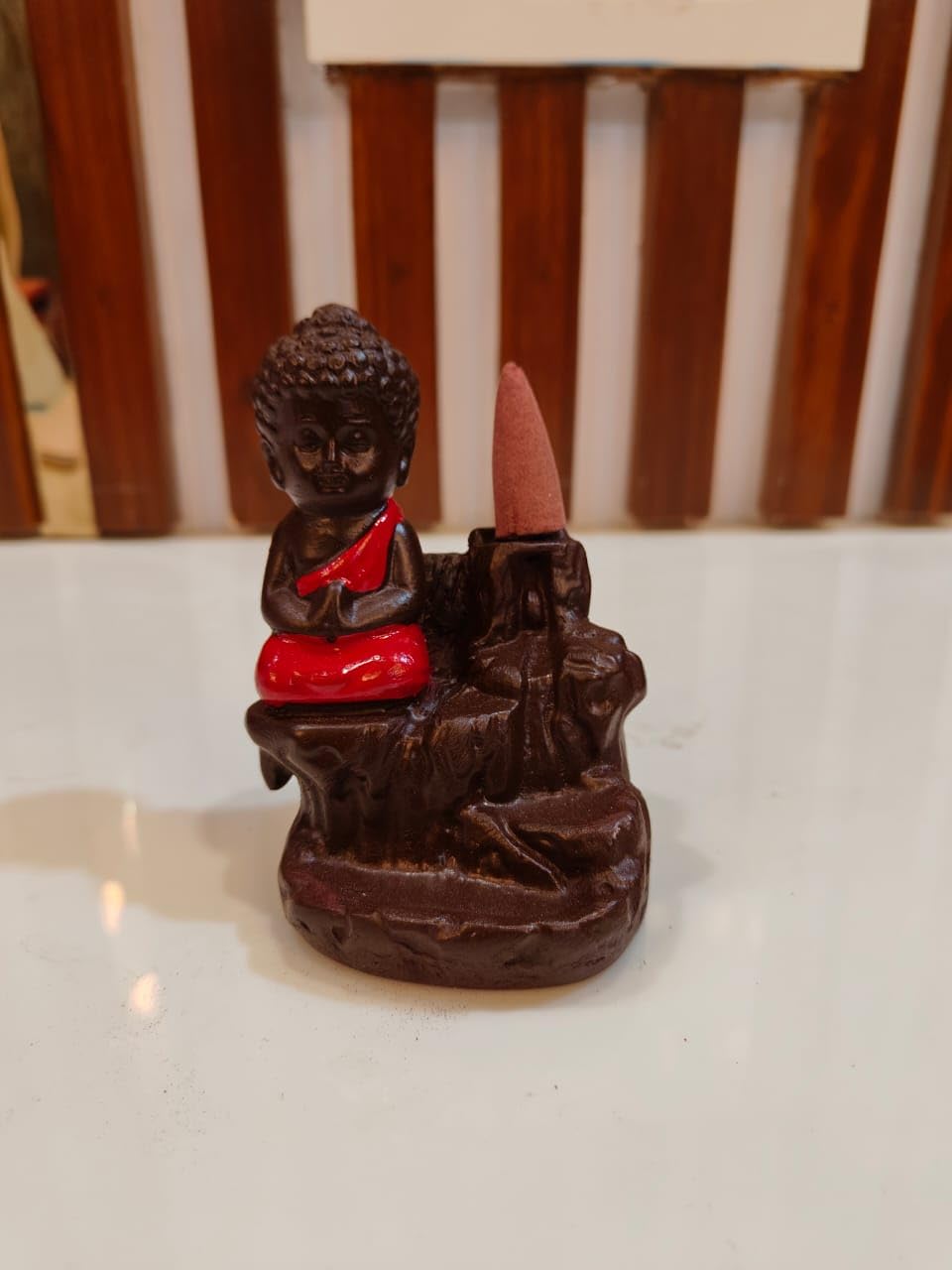 Meditating Monk Buddha Smoke Backflow Fountain with 10 Dhoops-image-24