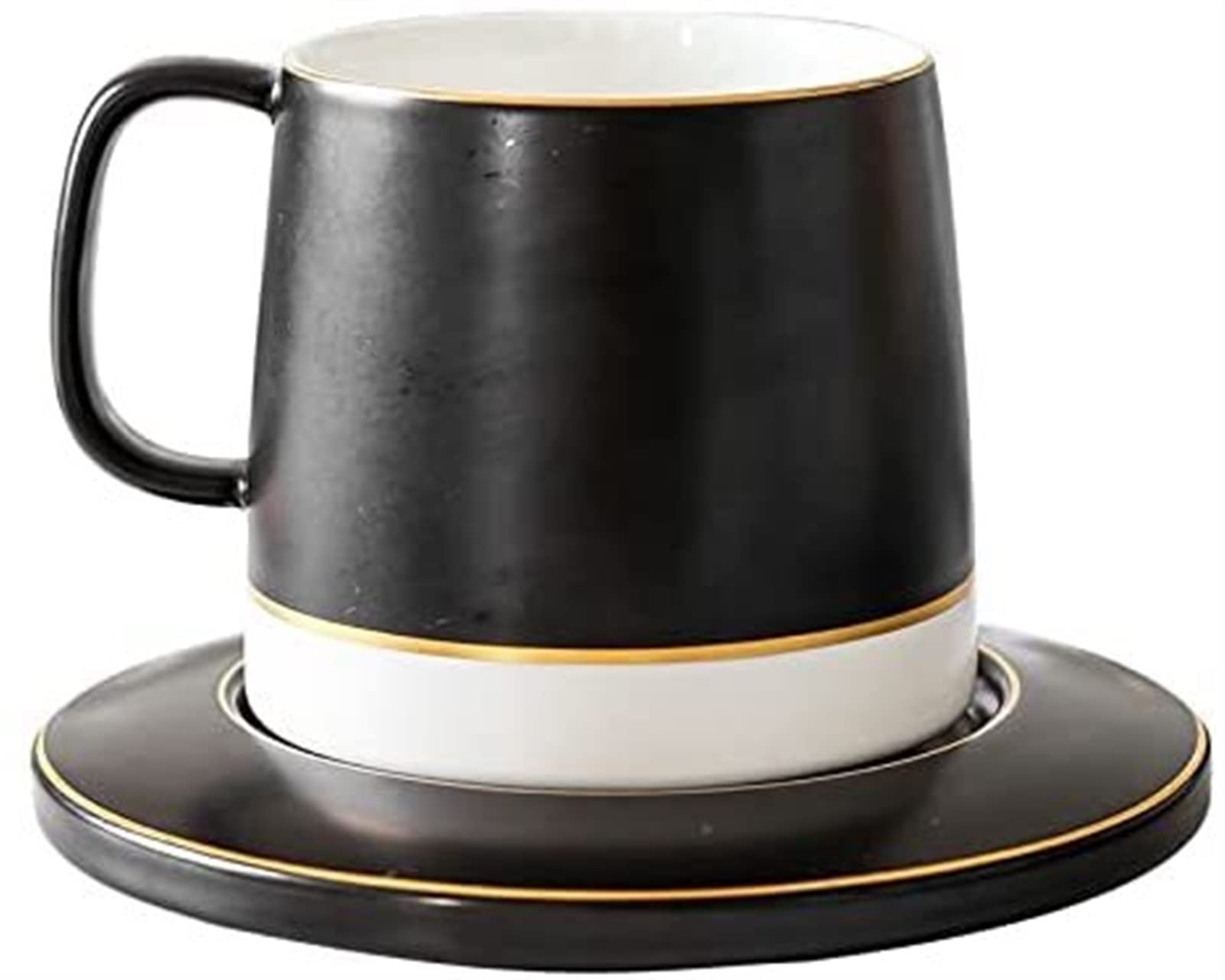 YNIYUJKL Coffee Cup Ceramic Cup With Saucer And Spoon Set Couple Cup Creative Home Office Breakfast Cup Milk Cup Office Home Office Desk Coffee Cup Capacity 350Ml Coffee Cup,Black