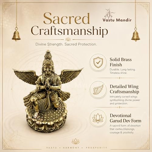 Image of Brass Garud Dev Idol, Vastu Remedy for Protection (4.5 Inch, 330 g)
