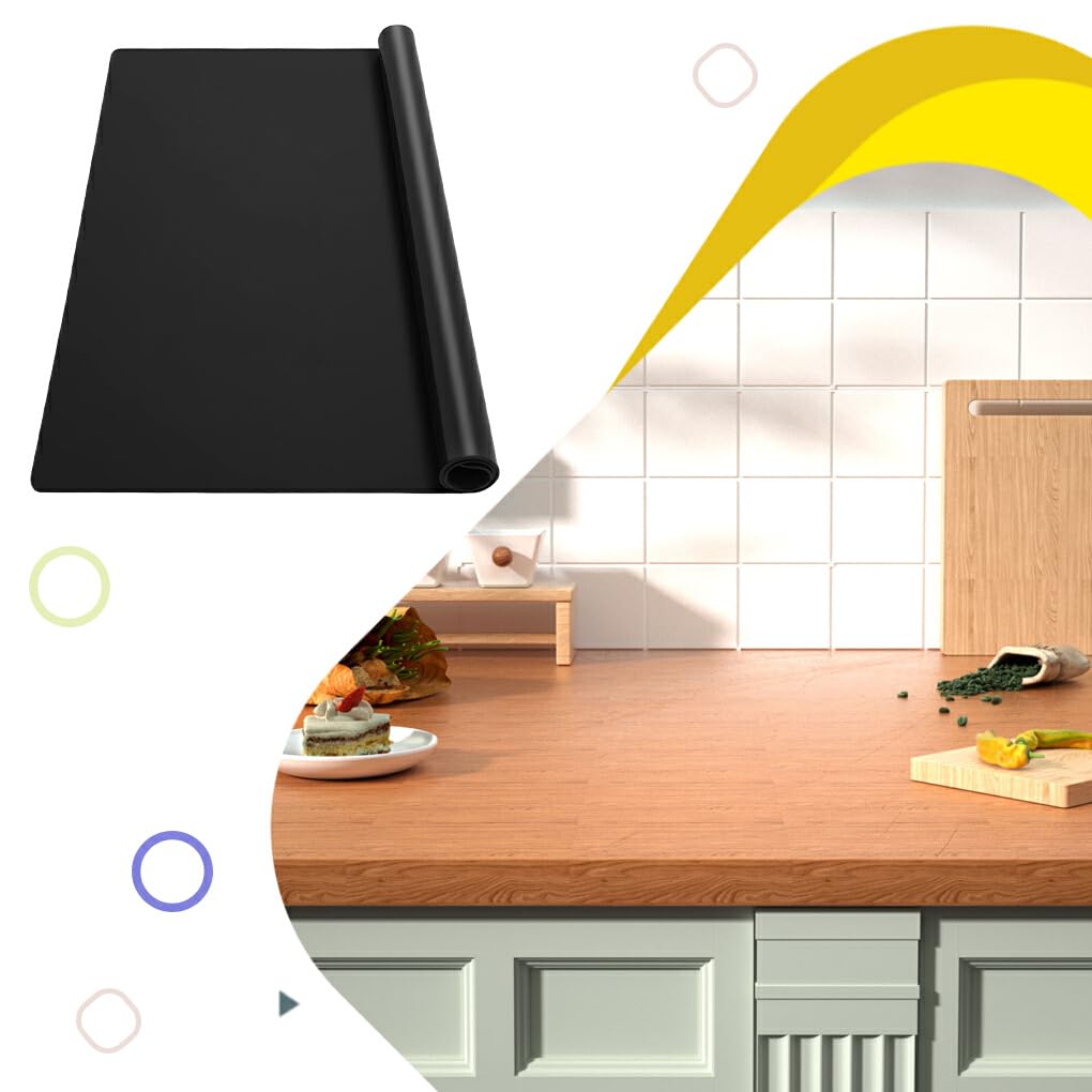 VUIUYOIES Tapis de Plat à Manger Tapis en Silicone Extra Large et épais pour napperon de Table Tapis en Silicone napperon de Table de Nombreuses utilisations, Noir