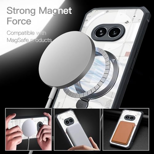 Image of for Nothing Phone 2A /2A Plus Case with Ring Stand Holder [Compatible with Magsafe] TPU Bumper + Acrylic Back Military Grade Airbags Shookproof Drop Protection [1 Tempered Film],Stand Black
