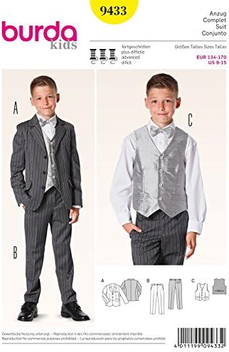 burdastyle Burda Childrens Sewing Pattern 9433 Boys 3 Piece Smart Suit