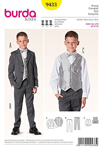 Burda Childrens Sewing Pattern 9433 Boys 3 Piece Smart Suit #TOP16