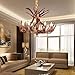 XINDAR Deer Antler Chandeliers 6 Light, Resin Faux Antler Light Fixtures Farmhouse Rustic Candle Pendant Lighting Deer Horn Design
