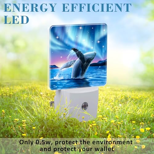 Image of Humpback Whale Breaching Water Night Light for Kids, LED Night Light Plug into Wall with Dusk to Dawn Sensor for Girls Boys Women Men Room Decor, Hallway, Kitchen, Bathroom, Nursery, Stairs
