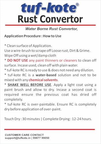 Image of tuf-kote Water-Based Rust Converter Primer All-in-One, Ultimate One-Step Solution to Convert Rusted Metal Surfaces & Prevent Further Rusting [500ML]
